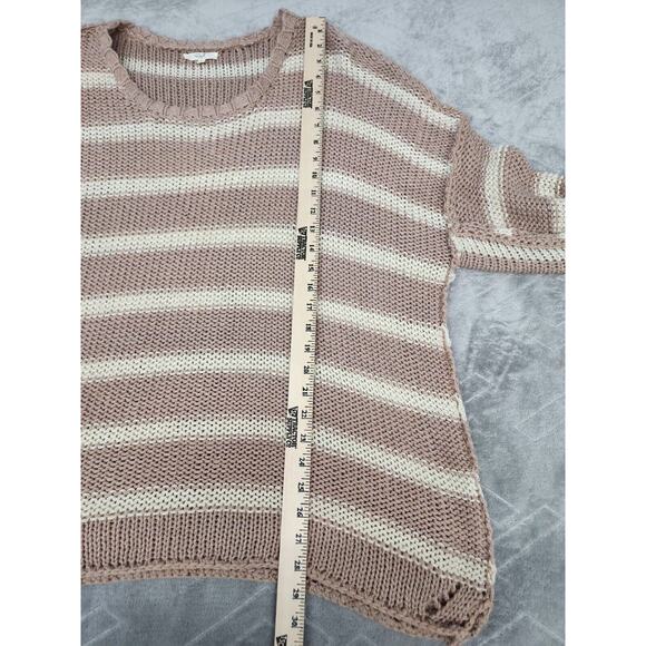 Easel Los Angeles Pink Striped Oversize Slouch Sweater Drop Shoulder Size Large - Picture 8 of 11